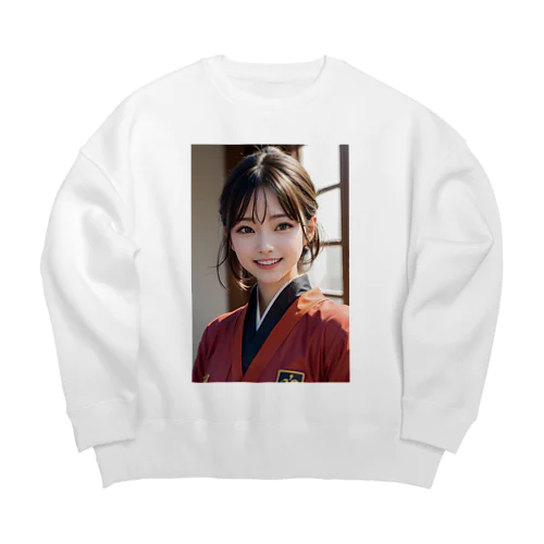 優しく微笑む町娘 Big Crew Neck Sweatshirt