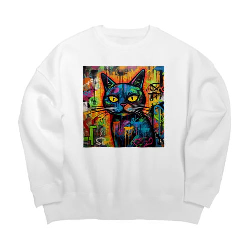 サイバーパンク猫 Big Crew Neck Sweatshirt