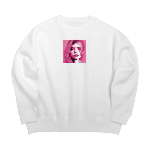 pink girl Big Crew Neck Sweatshirt