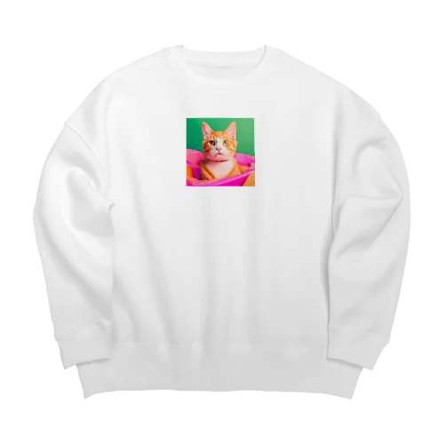 イケイケ猫ちゃん Big Crew Neck Sweatshirt