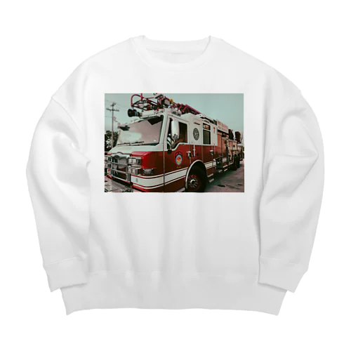 レトロ消防車 Big Crew Neck Sweatshirt