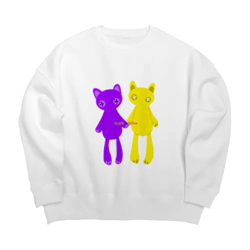 推しペアCATDOLL（purple＆yellow） Big Crew Neck Sweatshirt