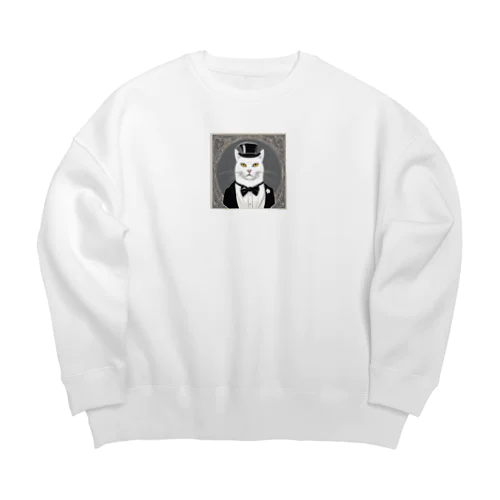 白猫　紳士 Big Crew Neck Sweatshirt