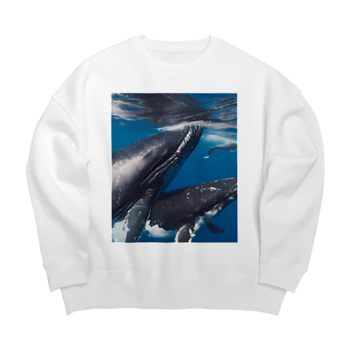 シロナガスクジラ　親子 Big Crew Neck Sweatshirt