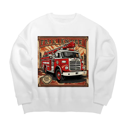 消防車　cool Big Crew Neck Sweatshirt