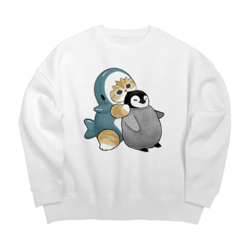 サメにゃんペンギン吸い Big Crew Neck Sweatshirt