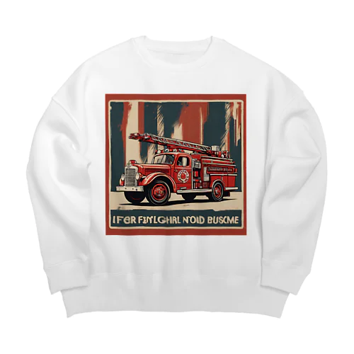 レトロはしご車　渋い Big Crew Neck Sweatshirt