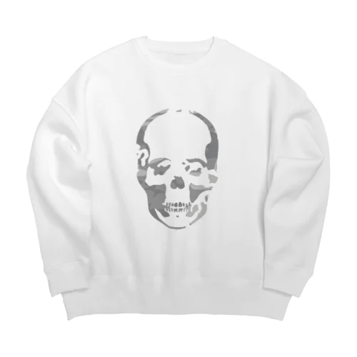 スカル光沢シルバー Big Crew Neck Sweatshirt