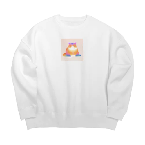 グラデーション猫 Big Crew Neck Sweatshirt