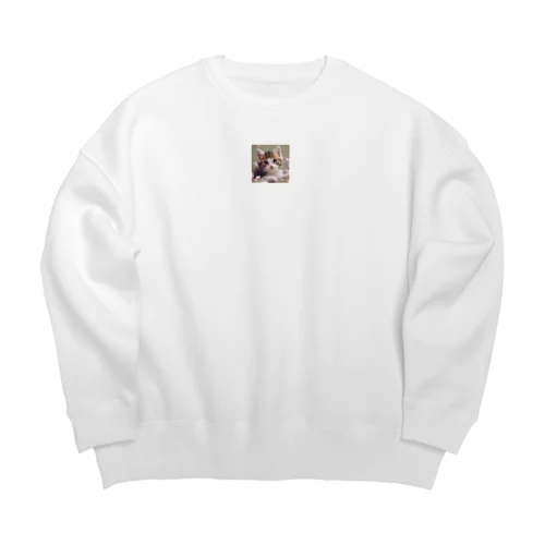 可愛い猫ちゃん Big Crew Neck Sweatshirt