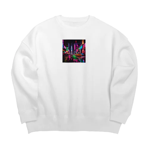 ネオン 夜景 Big Crew Neck Sweatshirt