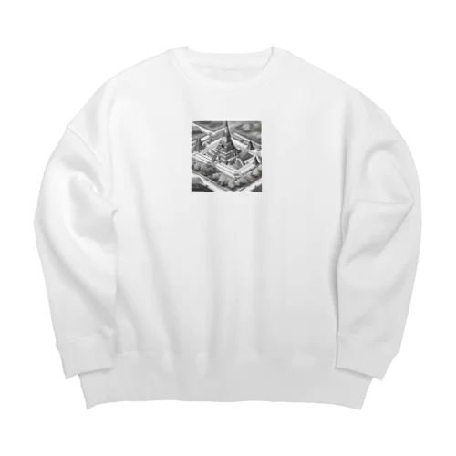 有名な観光スポットイメージ画像：アユタヤ遺跡（タイ） Big Crew Neck Sweatshirt