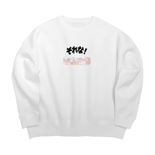 わちゃ猫文字入りパーカー Big Crew Neck Sweatshirt