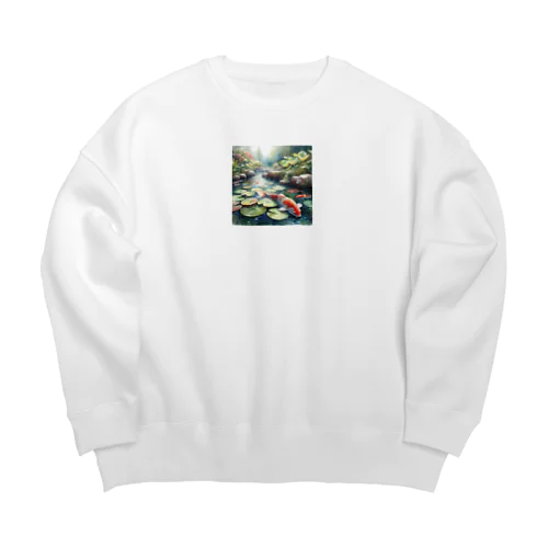 鯉が泳ぐ池　水彩画調② Big Crew Neck Sweatshirt