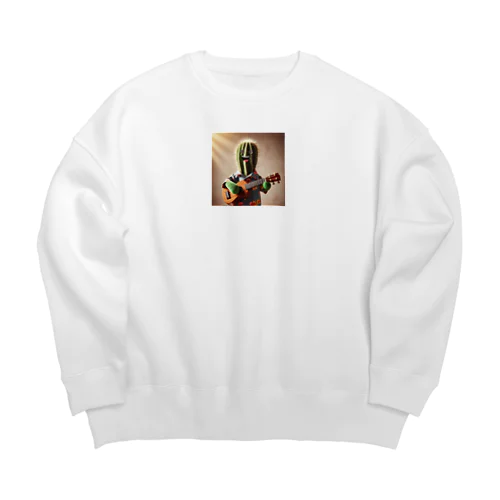 ハワイアンシャツを着てウクレレを弾くサボテン Big Crew Neck Sweatshirt