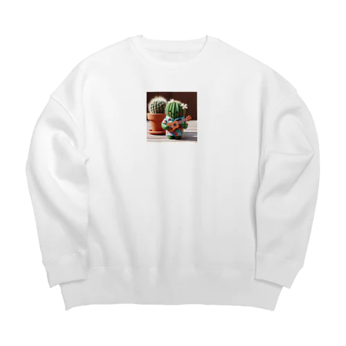 ハワイアンシャツを着てウクレレを弾くサボテン Big Crew Neck Sweatshirt