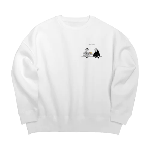 Whimsy ロゴ(乾杯) 文字黒ビックシルエットスウェット Big Crew Neck Sweatshirt