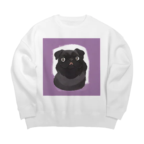 黒パグのイラストグッズ Big Crew Neck Sweatshirt