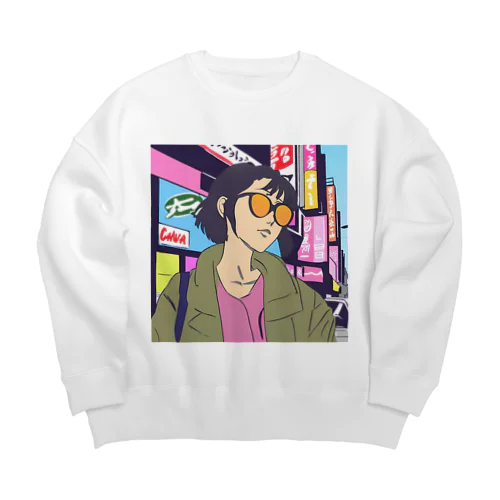 sunglass girl 街編 Big Crew Neck Sweatshirt