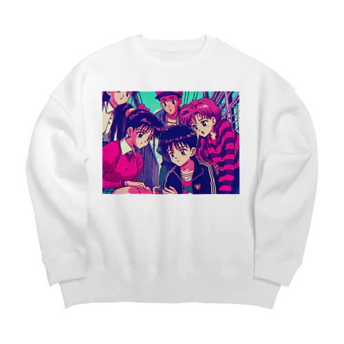 「バーチャルアベンジャー剛NEXT」| 90s J-Anime "Virtual Avenger Go 2" Big Crew Neck Sweatshirt