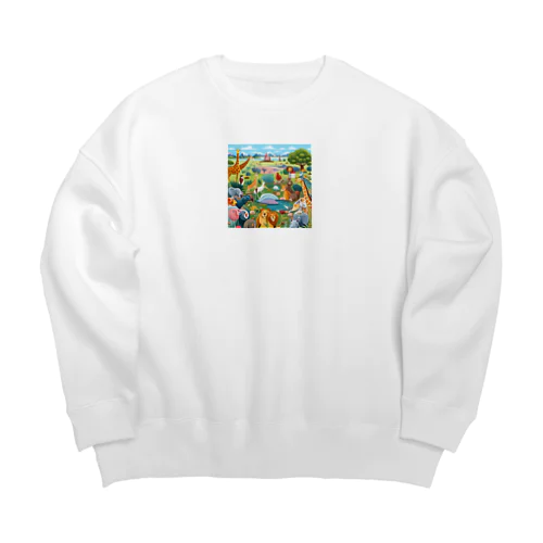 自然の動物園 Big Crew Neck Sweatshirt