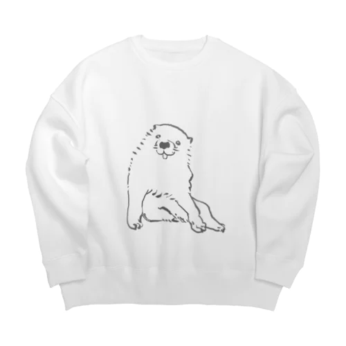 長沢芦雪の「あの犬」グレー1色タイプ Big Crew Neck Sweatshirt