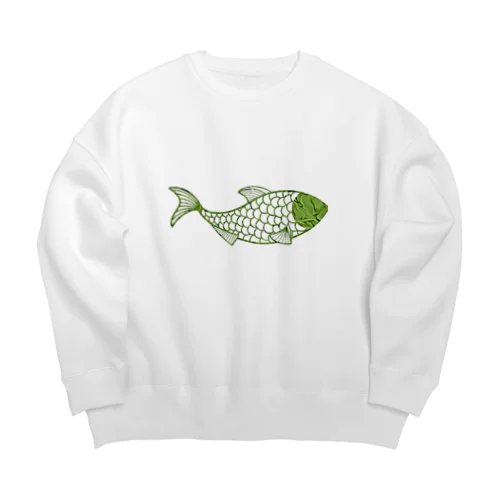 魚　green Big Crew Neck Sweatshirt