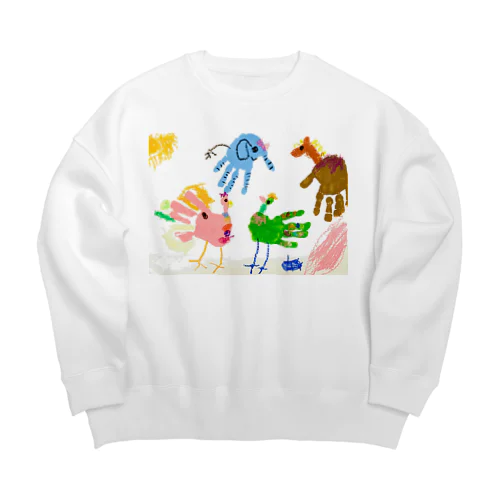 おててのどうぶつえん Big Crew Neck Sweatshirt