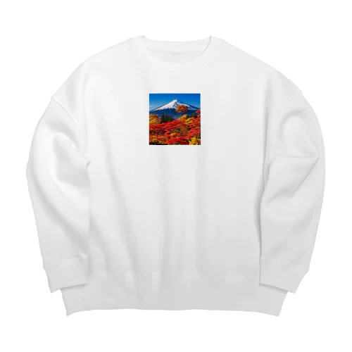 秋晴れの空/富士山/色鮮やかな紅葉 Big Crew Neck Sweatshirt