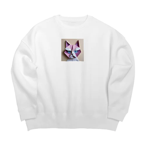 折り紙アニマル・ワシ猫ですねん！ Big Crew Neck Sweatshirt