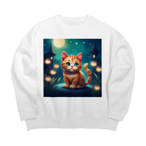 可愛い猫のイラスト Big Crew Neck Sweatshirt