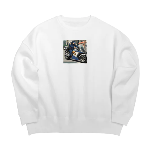 市民の安全を守る白バイ隊員 Big Crew Neck Sweatshirt