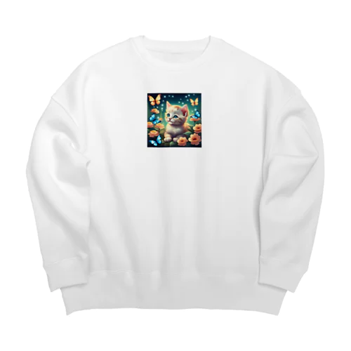 キュートな子猫のグッズ Big Crew Neck Sweatshirt