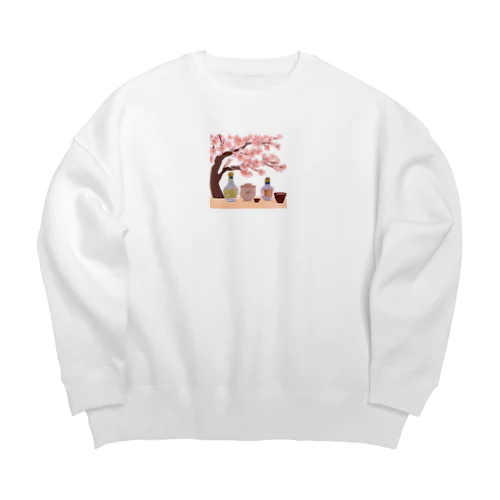 桜の下で花見酒 Big Crew Neck Sweatshirt