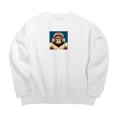 勇ましいゴリラ　ピクセルアート Big Crew Neck Sweatshirt