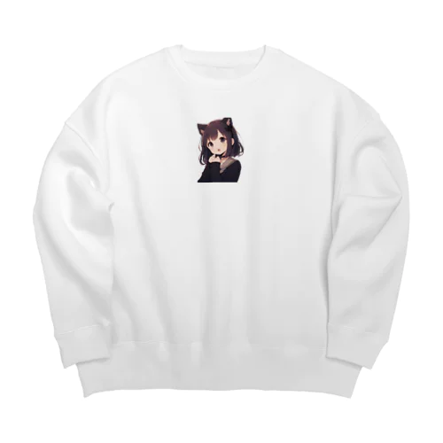 猫耳っ娘 Big Crew Neck Sweatshirt