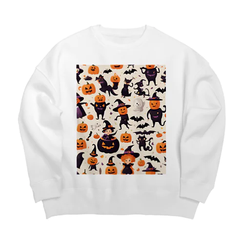 たくさんのかわいいハロウィーンキャラクター Big Crew Neck Sweatshirt