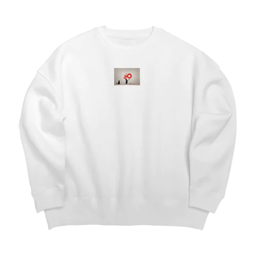 バンクシー風　猫のらくがき Big Crew Neck Sweatshirt