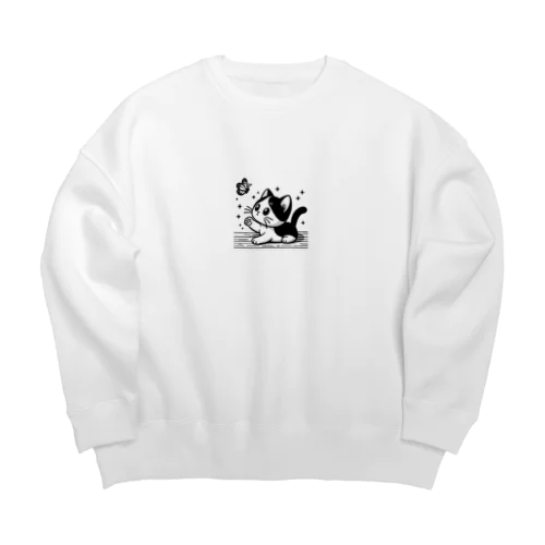 Cat & butterfly  Big Crew Neck Sweatshirt