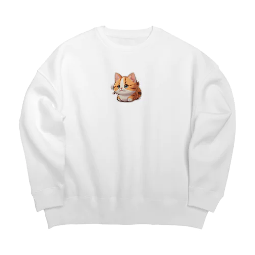 まん丸猫ちゃん Big Crew Neck Sweatshirt