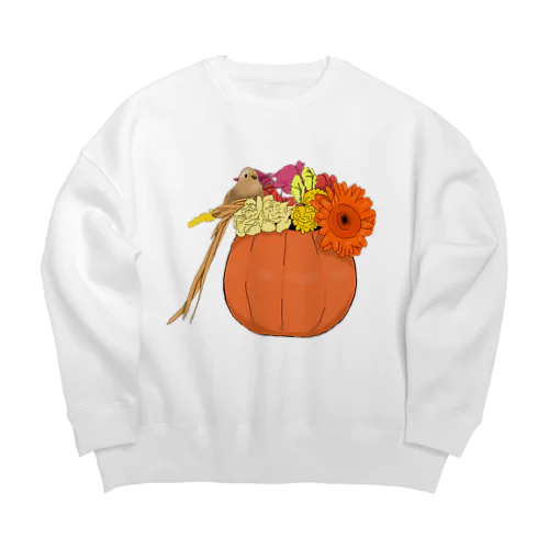 秋のかぼちゃの飾り Big Crew Neck Sweatshirt