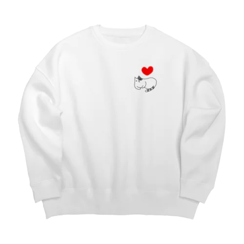 l  love ねこ Big Crew Neck Sweatshirt