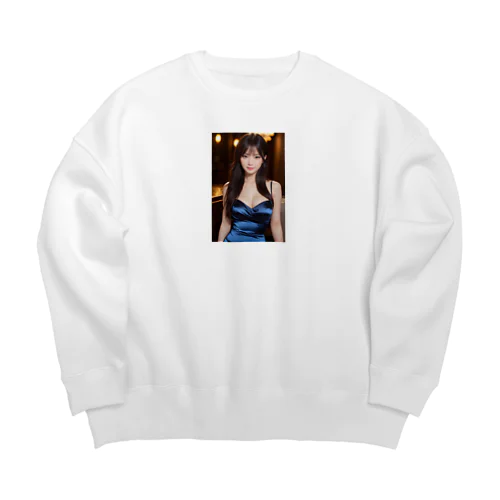 青いドレス美人 Big Crew Neck Sweatshirt