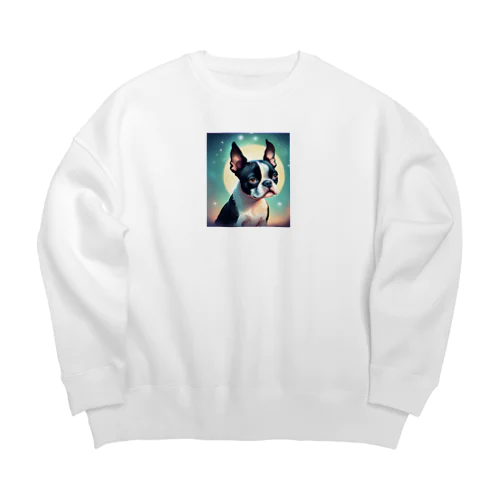 可愛いボストンテリア Big Crew Neck Sweatshirt