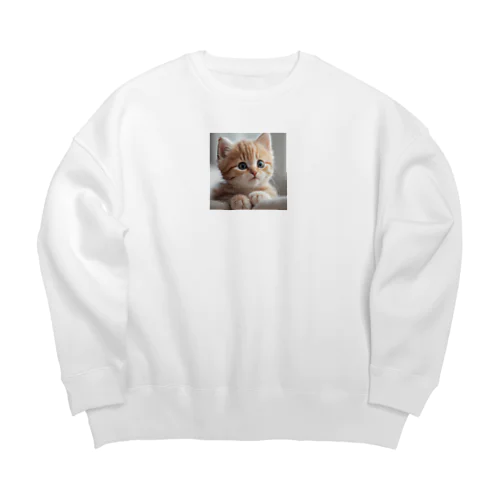 癒される猫のイラスト Big Crew Neck Sweatshirt