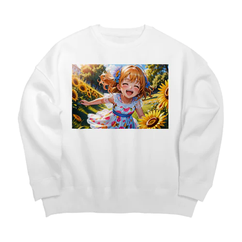 かわいい少女のイラストグッズ Big Crew Neck Sweatshirt