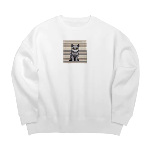 ドット絵のブリティッシュショートヘア Big Crew Neck Sweatshirt