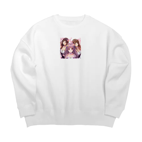 かわいいアイドルグループ美少女 Big Crew Neck Sweatshirt