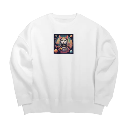 にゃんこ宇宙の彼方へ Big Crew Neck Sweatshirt