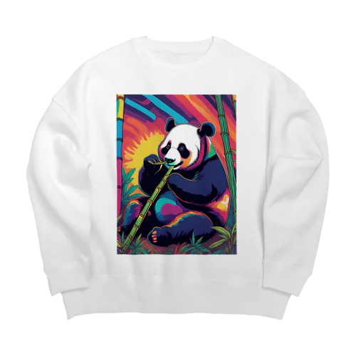 竹林に座るパンダ Big Crew Neck Sweatshirt